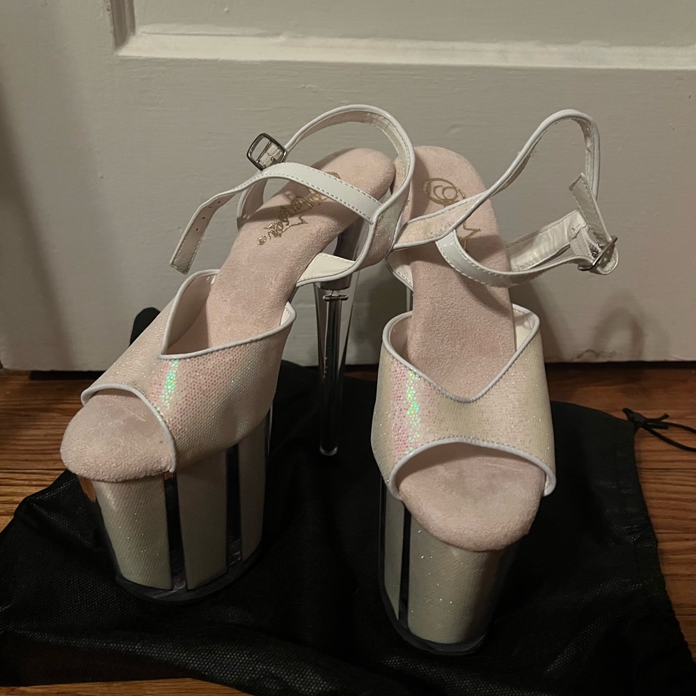Pleaser Flamingo Opal Glitter Inserts size 7